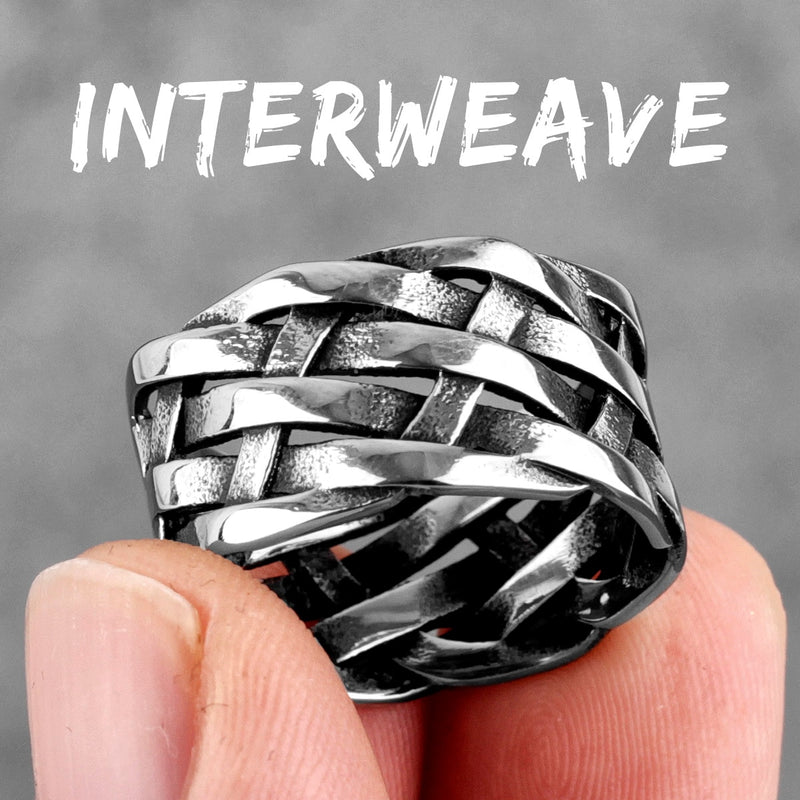 Weaving Hollow Stainless Steel Mens Rings Trendy Simple Unique Stylish  for Male Boyfriend Jewelry Creativity Gift Wholesale