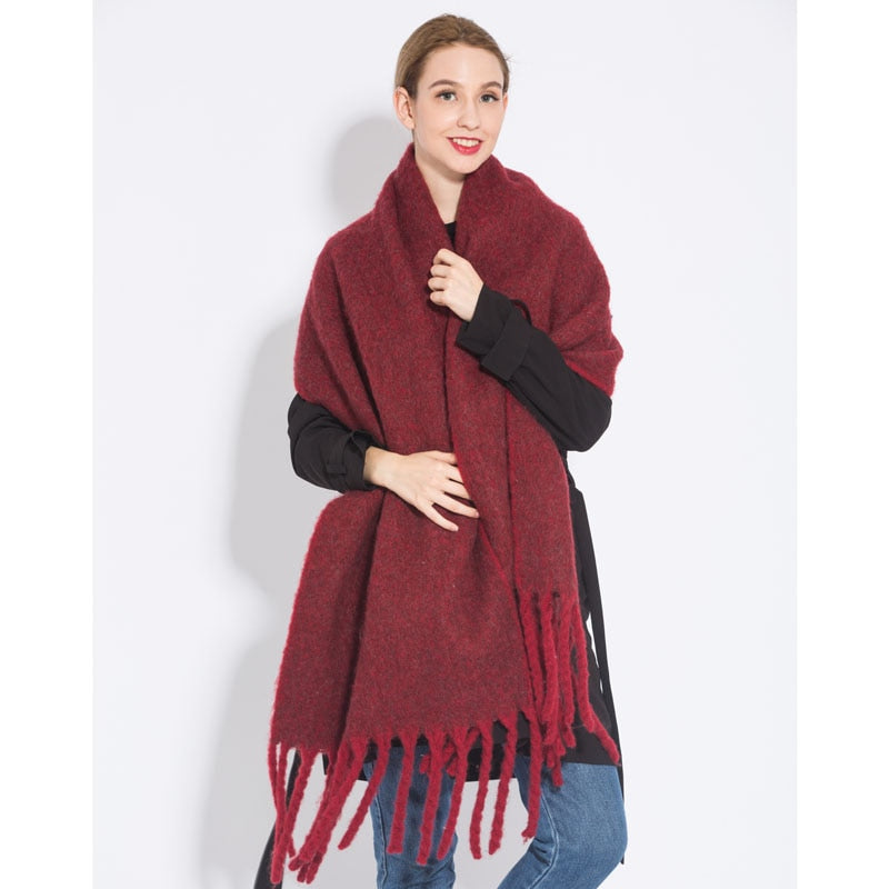 Women Plaid Scarf Winter Warm Shawl and Wrap Bandana Pashmina Long Tassel