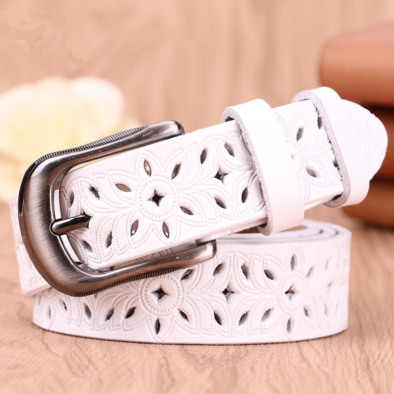 Genuine Leather Belts for Women Second Layer Cowskin Woman Belt Vintage Pin Buckle Strap Jeans