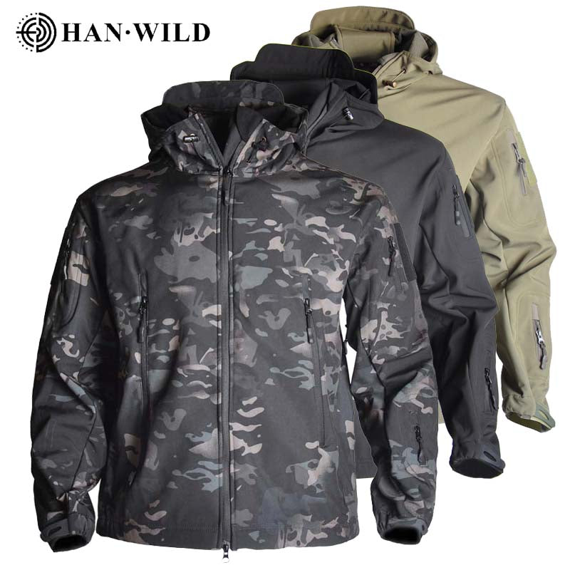 HAN WILD Shark Skin Hunting Jackets Shell Military Tactical Jacket Men Waterproof