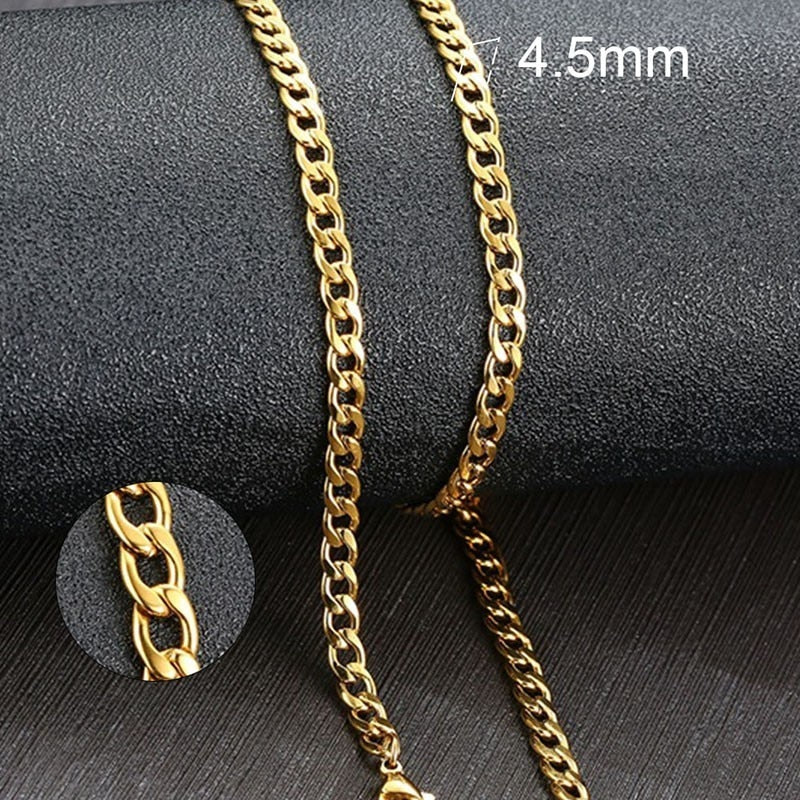 Vnox Men's Cuban Link Chain Necklace Stainless Steel Black Gold Color Male Choker colar Jewelry Gifts for Him