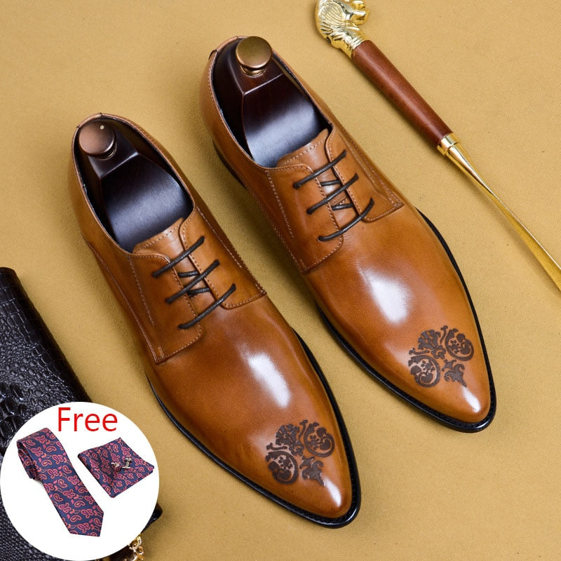 Mens Formal Shoes Genuine Leather Oxford Shoes For Men Dressing Wedding Men&