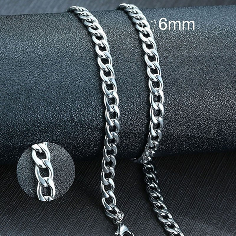 Vnox Men's Cuban Link Chain Necklace Stainless Steel Black Gold Color Male Choker colar Jewelry Gifts for Him