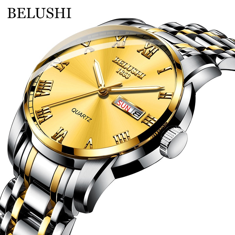 BELUSHI Top Brand Watch Men Stainless Steel Waterproof Luminous