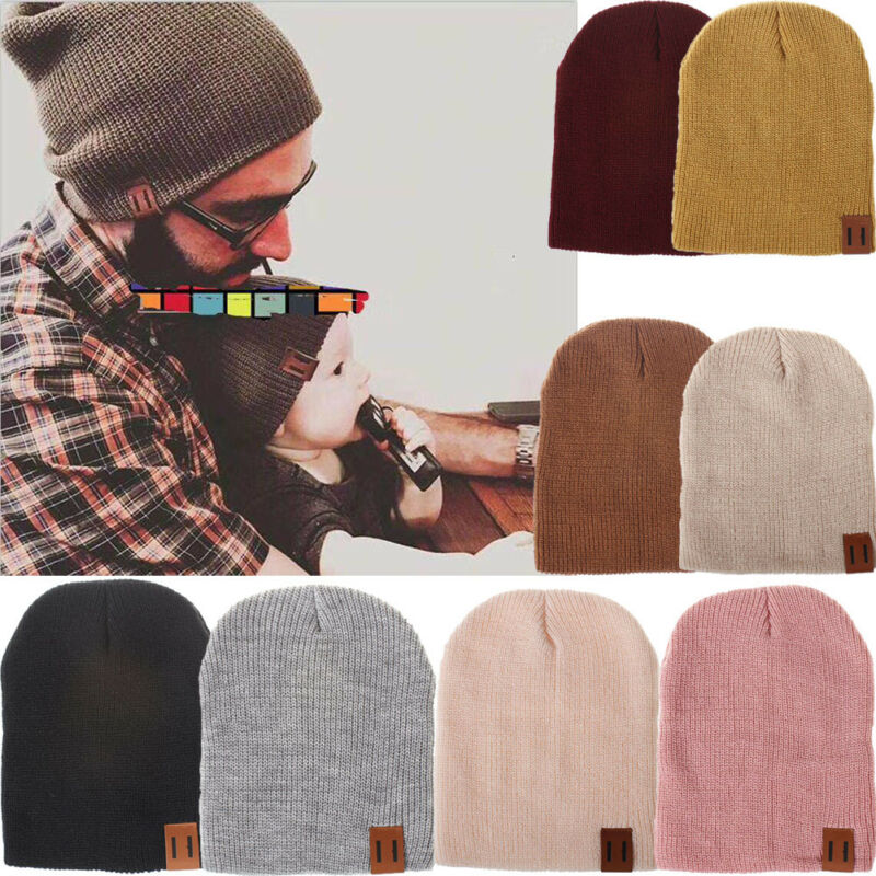 Pudcoco US Stock Knitted Beanie Hat Winter Warm Unisex Mens Kids Baby Ladies Ski Skull Cap