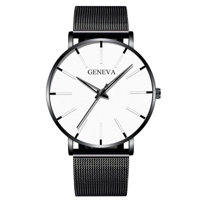 Men's Fashion Minimalist Ultra Thin Watches for Men Simple Business Stainless Steel Mesh Belt Quartz Watch relogio masculino