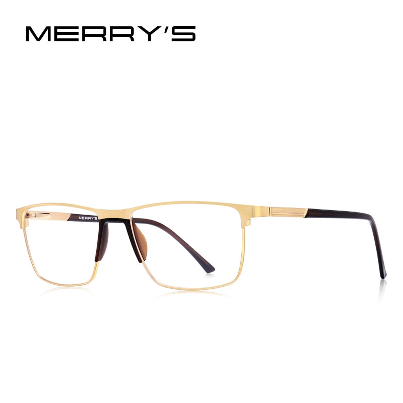 MERRYS DESIGN Men Titanium Alloy Glasses Frame Fashion Male Square Ultralight Eye Myopia Prescription Eyeglasses S2001