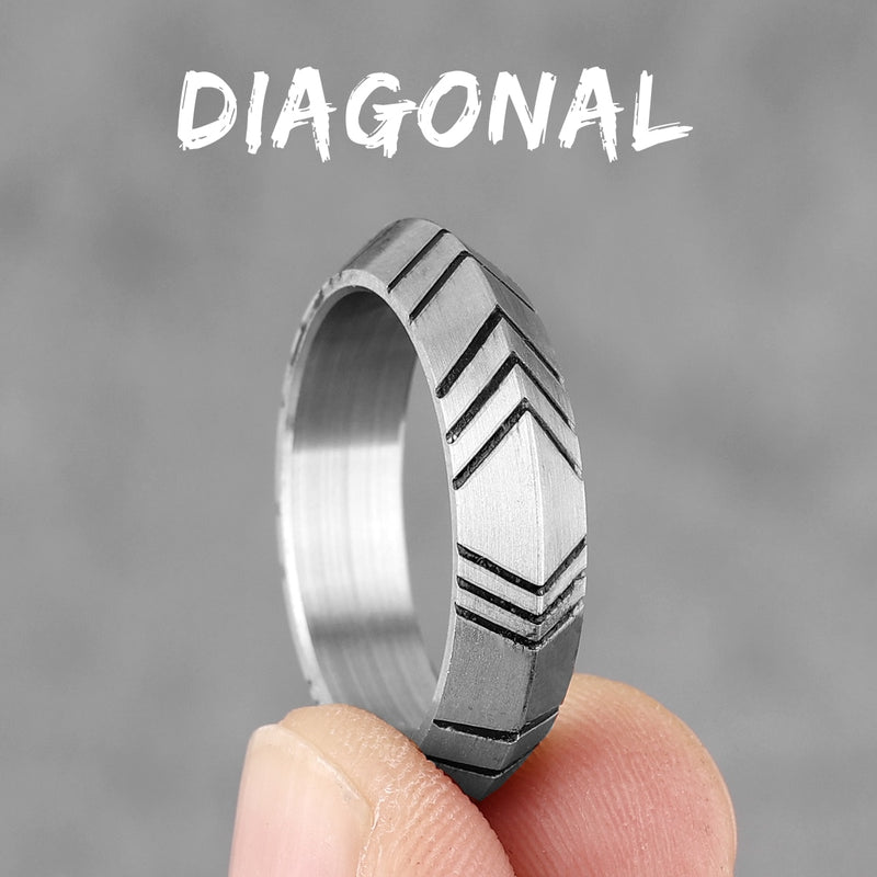 Trendy Minimalist Stripe Stainless Steel Mens Rings Punk Simple Cool for Male Boyfriend Biker Jewelry Creativity Gift Wholesale