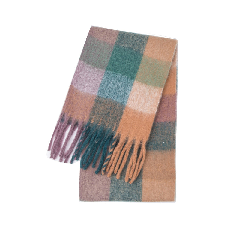 Women Plaid Scarf Winter Warm Shawl and Wrap Bandana Pashmina Long Tassel