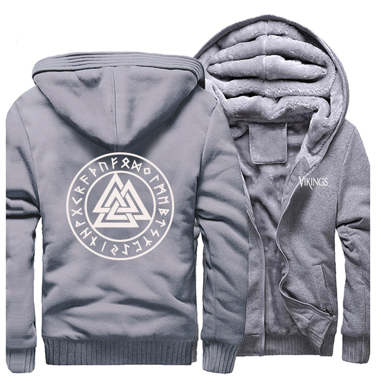 2021 Winter Thicken Mens Hoodie Vikings Symbols Pattern