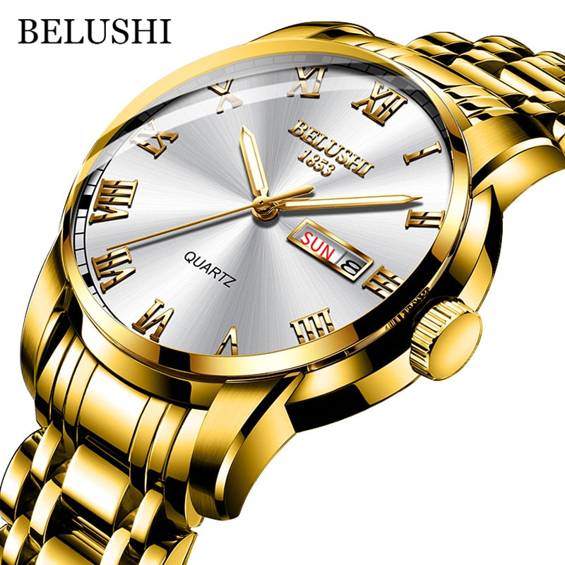 BELUSHI Top Brand Watch Men Stainless Steel Waterproof Luminous