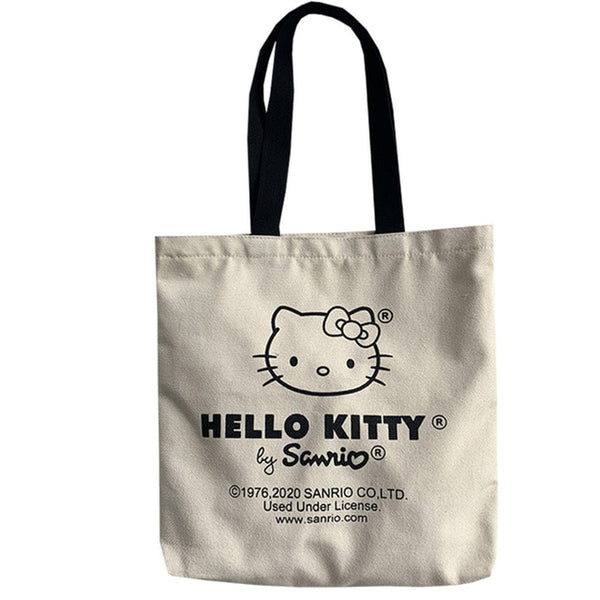 Hello Kitty All Match Retro Canvas Bag Women Commuter Shoulder Handbag Girl Student Large Capacity Cartoon Schoolbag