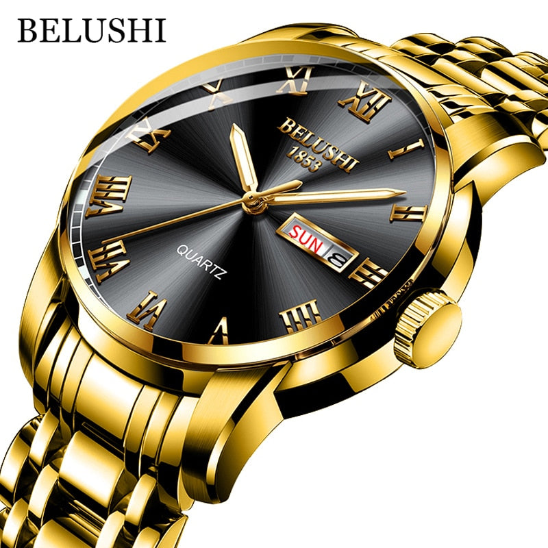 BELUSHI Top Brand Watch Men Stainless Steel Waterproof Luminous