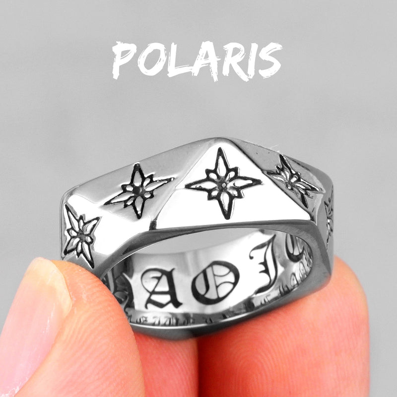 Polaris Star Polygon Flower Stainless Steel Mens Rings Simple Trendy for Male Boyfriend Biker Jewelry Creativity Gift Wholesale