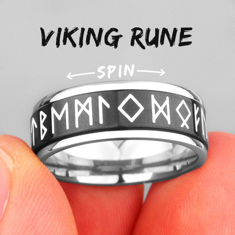 Viking Rune Spin Luminous Stainless Steel Mens Rings Simple Retro Unique For Male Boyfriend Jewelry Creativity Gift Wholesale