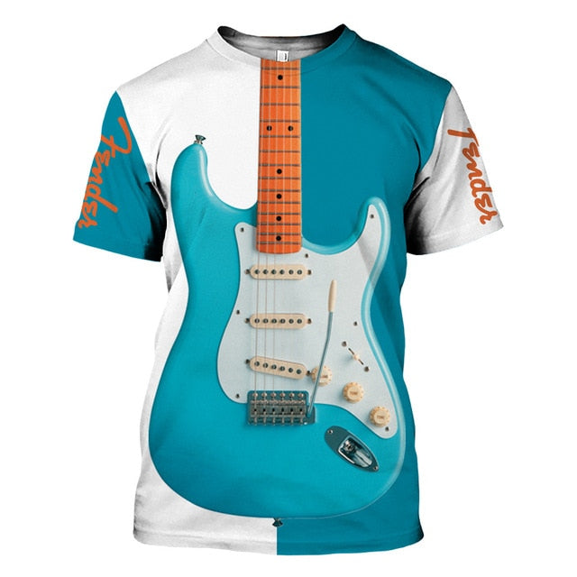 Jazz Men's T-Shirt 3D Print Sax Guitar Clarinet T Shirt Classic