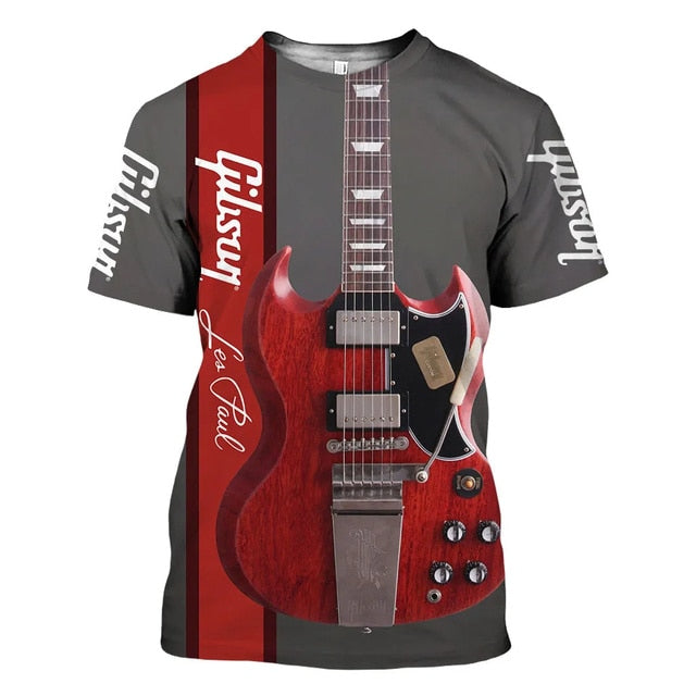 Jazz Men's T-Shirt 3D Print Sax Guitar Clarinet T Shirt Classic