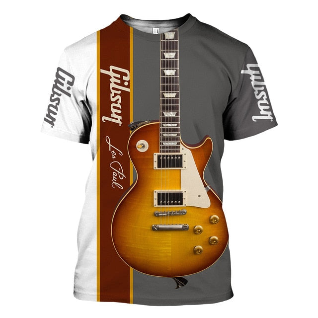 Jazz Men's T-Shirt 3D Print Sax Guitar Clarinet T Shirt Classic