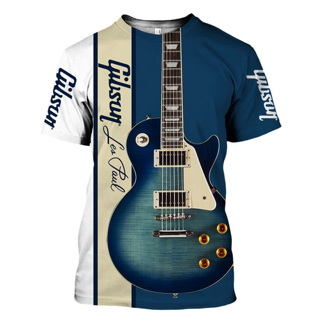 Jazz Men's T-Shirt 3D Print Sax Guitar Clarinet T Shirt Classic