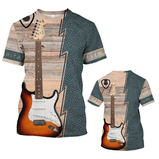 Jazz Men's T-Shirt 3D Print Sax Guitar Clarinet T Shirt Classic