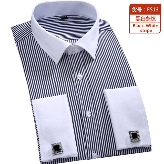 M~6XL Men's French Cuff Dress Shirt 2023