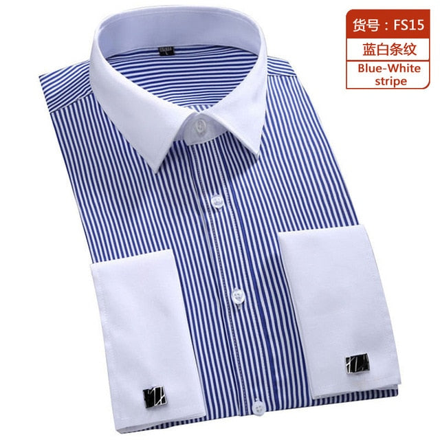 M~6XL Men's French Cuff Dress Shirt 2023