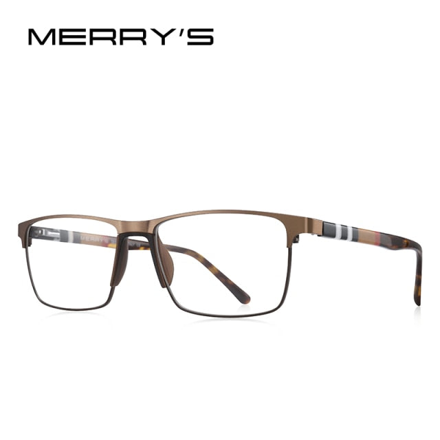 MERRYS DESIGN Men Titanium Alloy Glasses Frame Fashion Male Square Ultralight Eye Myopia Prescription Eyeglasses S2001