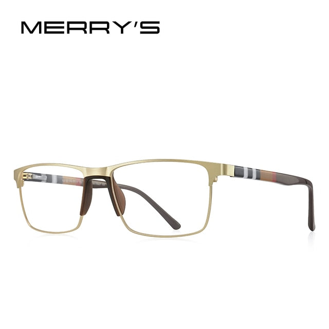 MERRYS DESIGN Men Titanium Alloy Glasses Frame Fashion Male Square Ultralight Eye Myopia Prescription Eyeglasses S2001