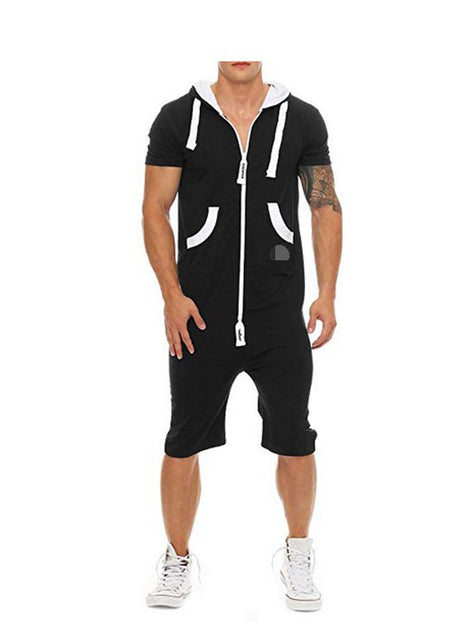 Men Jumpsuit Short Sleeve Pants Playsuits Romper New Fashion High Street Wear Hot Selling Cotton Baggy Leotard