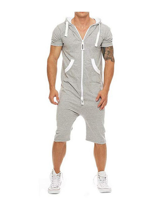 Men Jumpsuit Short Sleeve Pants Playsuits Romper New Fashion High Street Wear Hot Selling Cotton Baggy Leotard