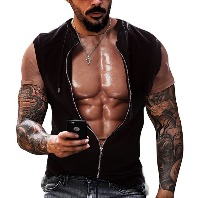 Men's Fashion Funny Muscular Men T-Shirt 3D Printing