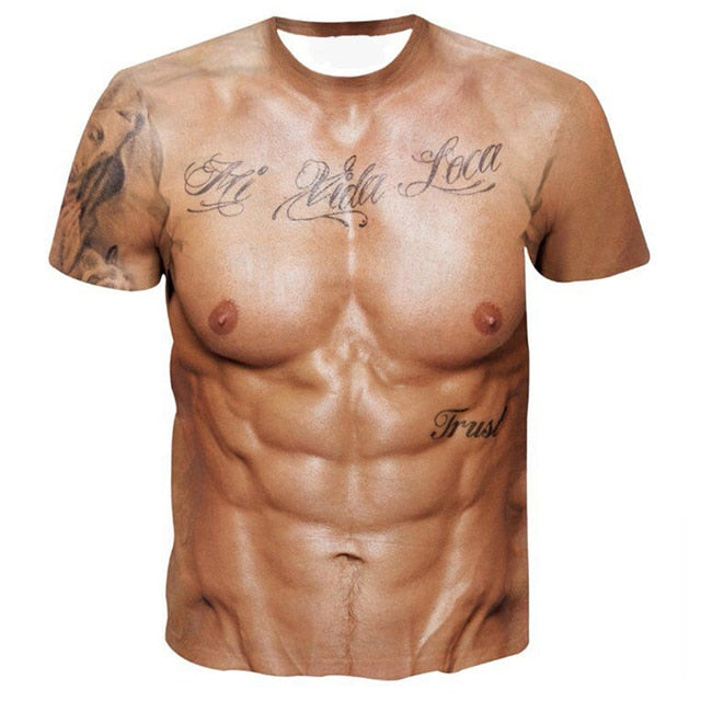 Men's Fashion Funny Muscular Men T-Shirt 3D Printing