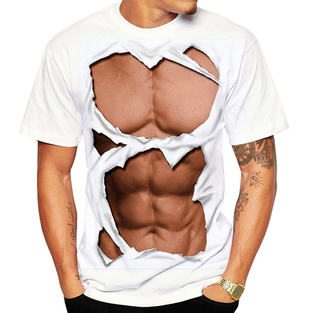 Men's Fashion Funny Muscular Men T-Shirt 3D Printing