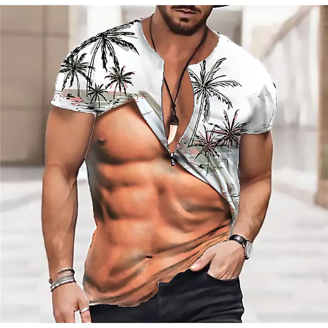 Men's Fashion Funny Muscular Men T-Shirt 3D Printing