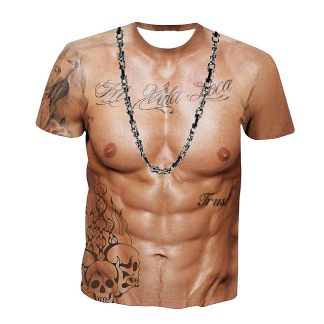 Men's Fashion Funny Muscular Men T-Shirt 3D Printing