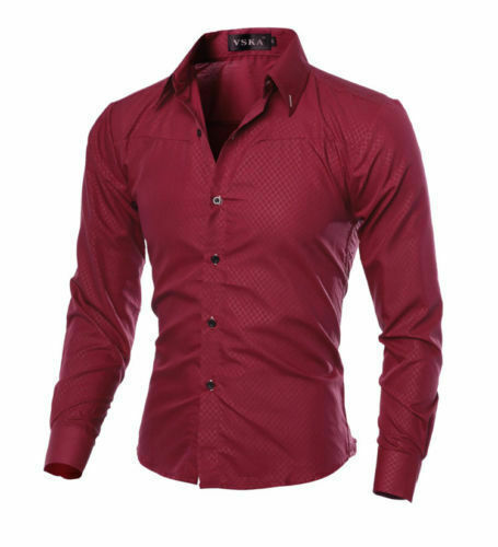 Men's Luxury Casual Formal Shirt Long Sleeve Slim Fit Business Dress Shirts Tops