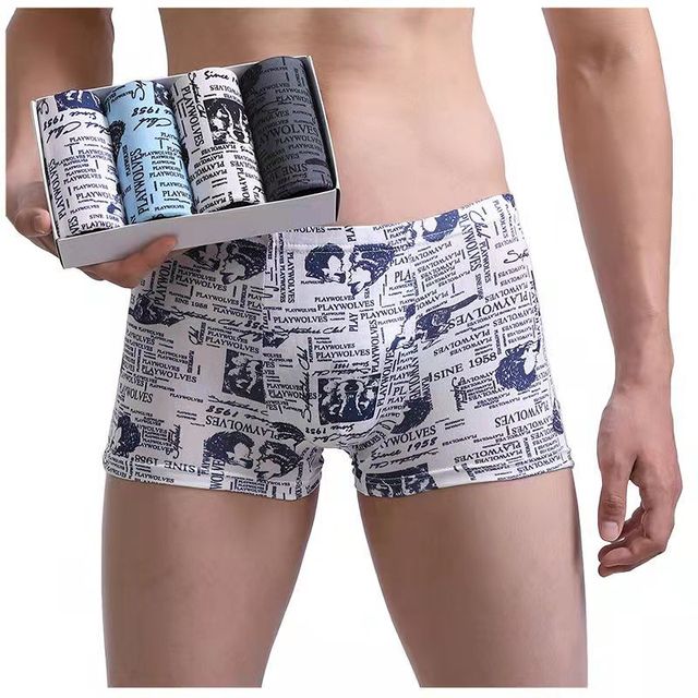 Men's Panties 4pcs/Lot  Male Underpants Man Pack Shorts Boxers Underwear Fashion Sexy Mens Boxer Ultrathin Large Size L-4XL