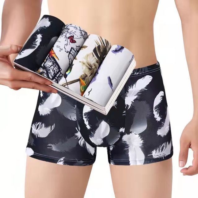 Men's Panties 4pcs/Lot  Male Underpants Man Pack Shorts Boxers Underwear Fashion Sexy Mens Boxer Ultrathin Large Size L-4XL