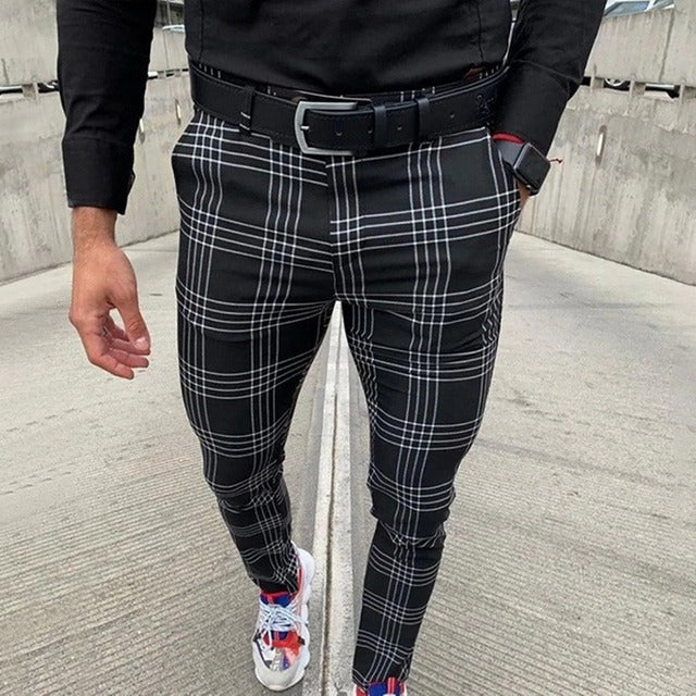 Men&#39;s Pants Smart Casual Fashion Men&#39;s Clothing Plaid Pencil Pants Thin Mid Waist Jogger Casual Trousers Pants For Men