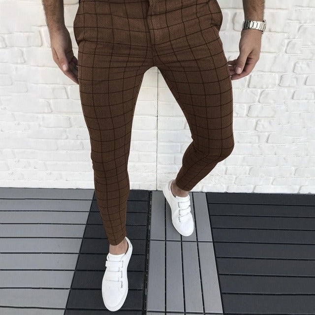 Men&#39;s Pants Smart Casual Fashion Men&#39;s Clothing Plaid Pencil Pants Thin Mid Waist Jogger Casual Trousers Pants For Men