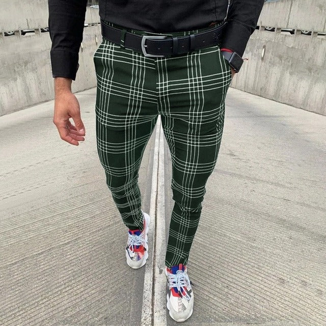 Men&#39;s Pants Smart Casual Fashion Men&#39;s Clothing Plaid Pencil Pants Thin Mid Waist Jogger Casual Trousers Pants For Men