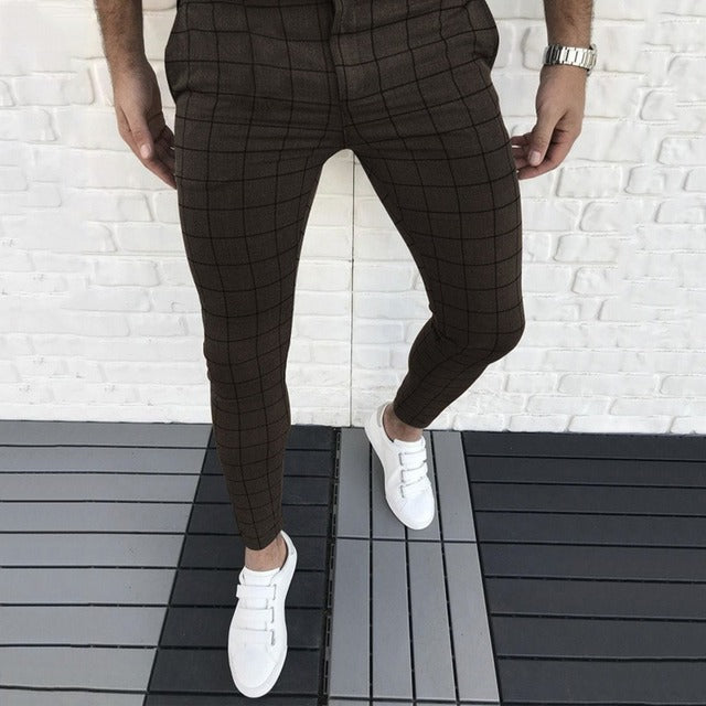 Men&#39;s Pants Smart Casual Fashion Men&#39;s Clothing Plaid Pencil Pants Thin Mid Waist Jogger Casual Trousers Pants For Men