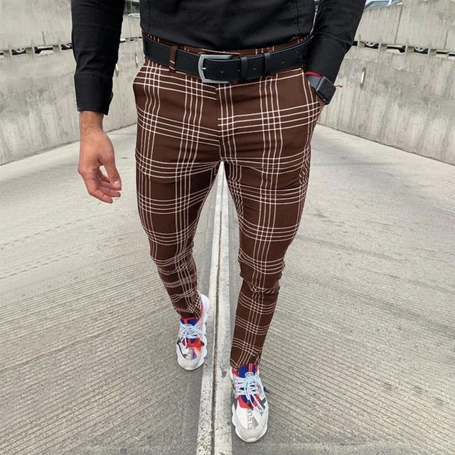 Men&#39;s Pants Smart Casual Fashion Men&#39;s Clothing Plaid Pencil Pants Thin Mid Waist Jogger Casual Trousers Pants For Men