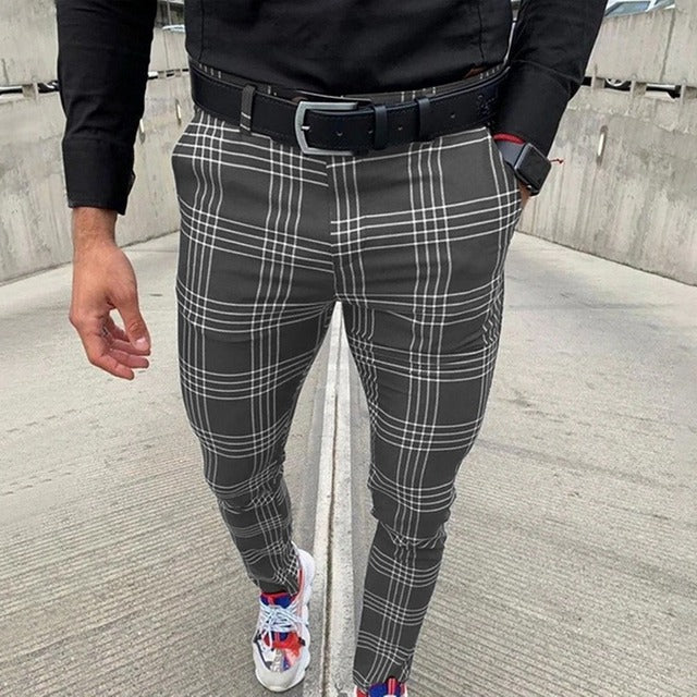 Men&#39;s Pants Smart Casual Fashion Men&#39;s Clothing Plaid Pencil Pants Thin Mid Waist Jogger Casual Trousers Pants For Men