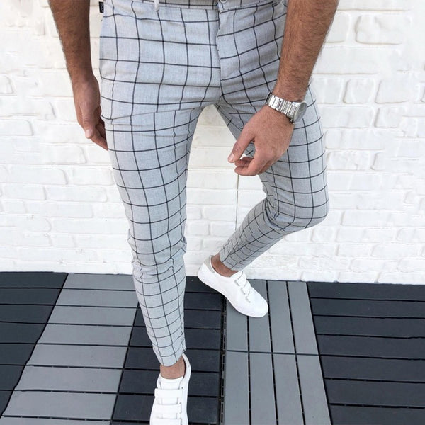 Men&#39;s Pants Smart Casual Fashion Men&#39;s Clothing Plaid Pencil Pants Thin Mid Waist Jogger Casual Trousers Pants For Men