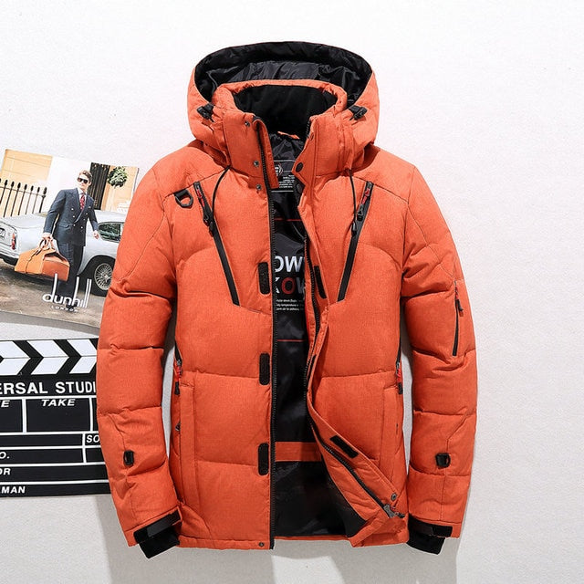 Men's White Duck Down Jacket Warm Hooded Thick Puffer Jacket Coat Male Casual High Quality Overcoat Thermal Winter Parka Men