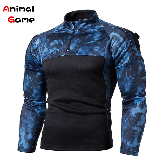 Mens  Sweaters Men  Uniform Camouflage Zippers Sweatsuits US Army Clothes Camo Long Sleeve Shirt