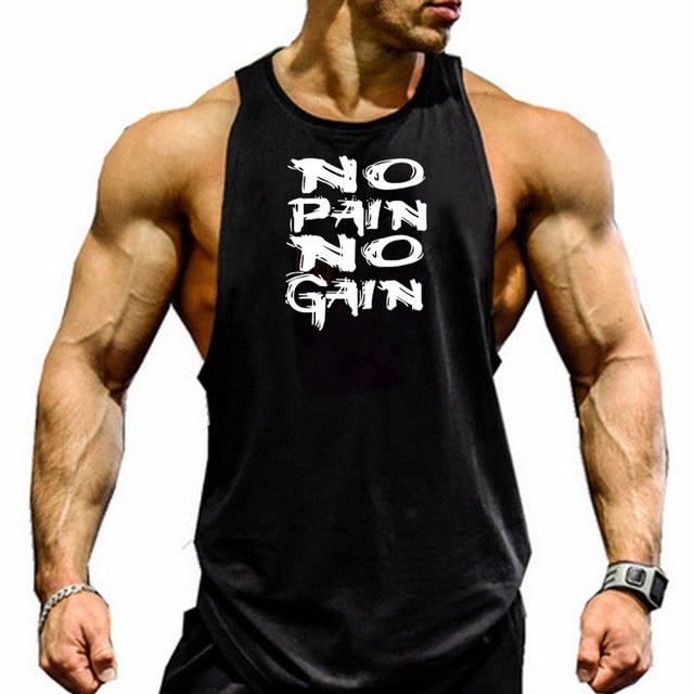 New Fashion Cotton Sleeveless Shirts Tank Top Men Fitness Shirt