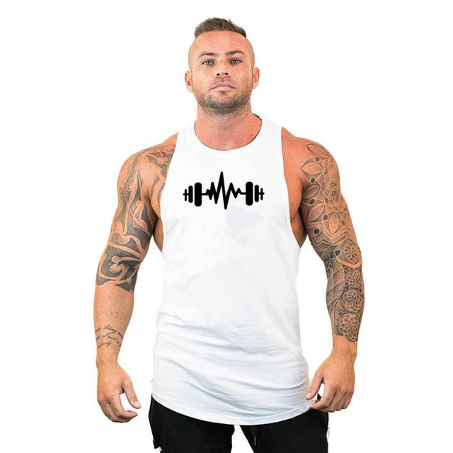 New Fashion Cotton Sleeveless Shirts Tank Top Men Fitness Shirt