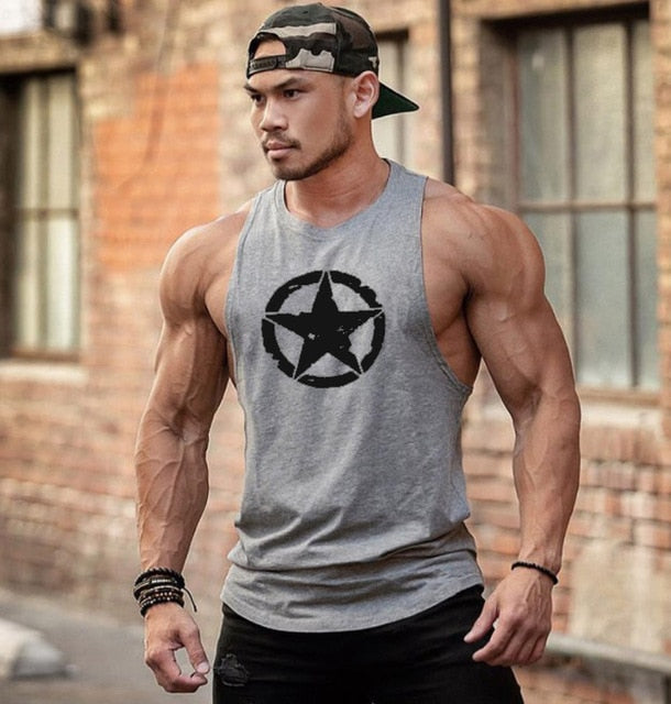 New Fashion Cotton Sleeveless Shirts Tank Top Men Fitness Shirt